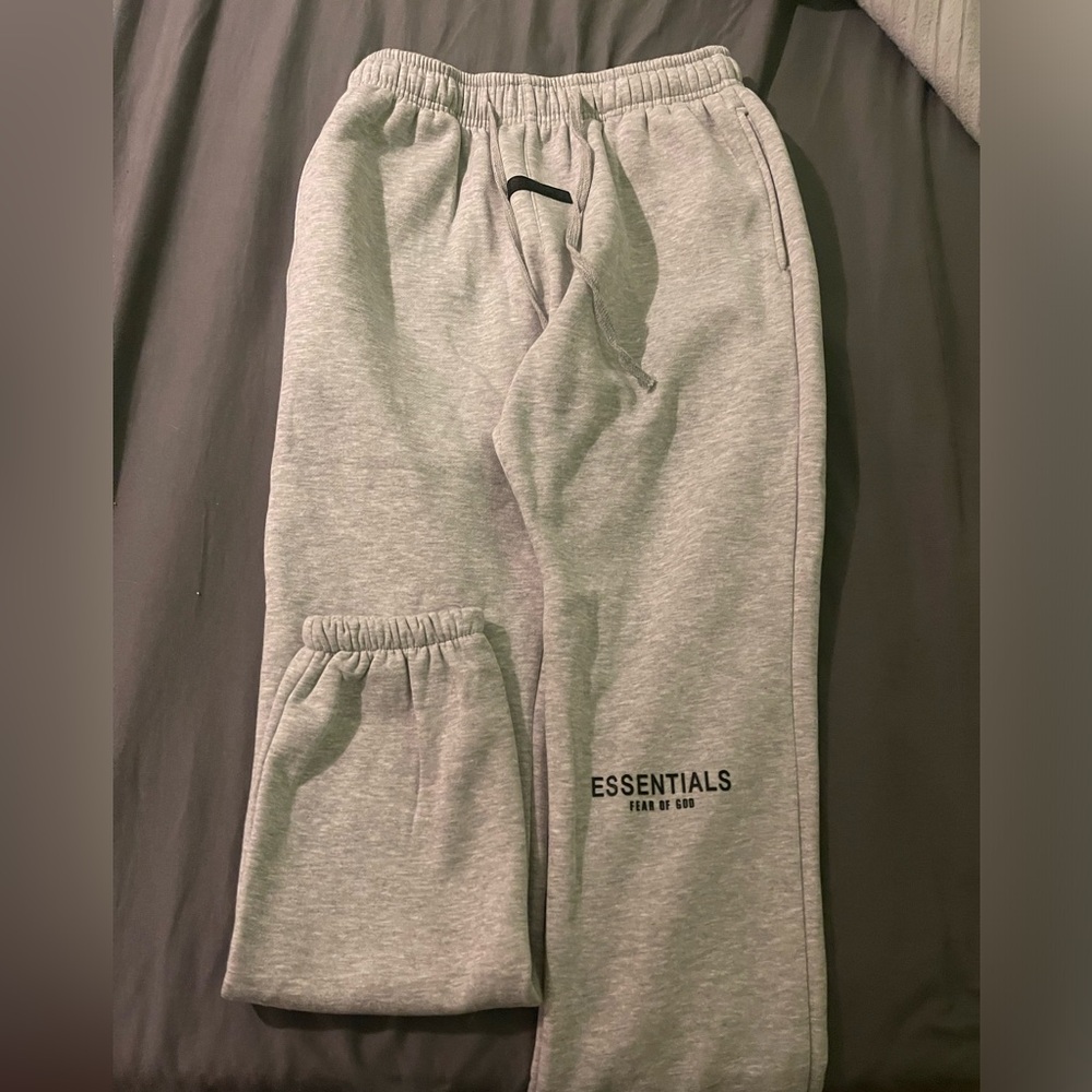 Essentials sweatpants cuffed bottoms grey